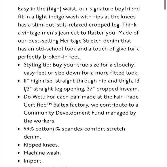 NWT Madewell High Rise Slim Crop Boyjean Dumas Ripped Wash sz 26 - Picture 10 of 10